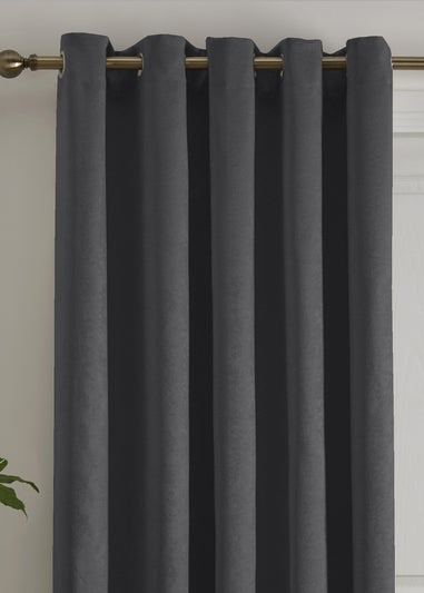 Fusion Strata Dimout Grey Eyelet Single Panel Door Curtain