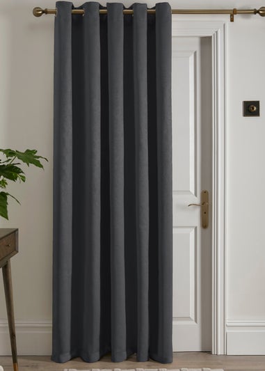 Fusion Strata Dimout Grey Eyelet Single Panel Door Curtain