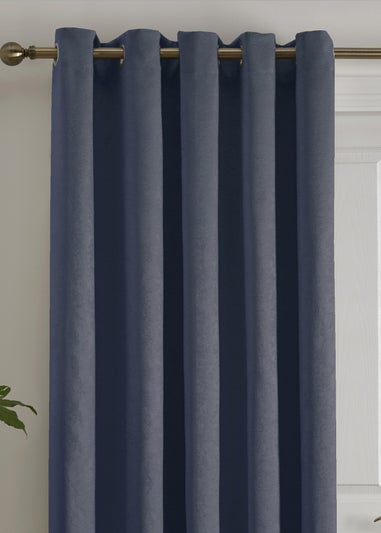 Fusion Strata Dimout Navy Eyelet Single Panel Door Curtain