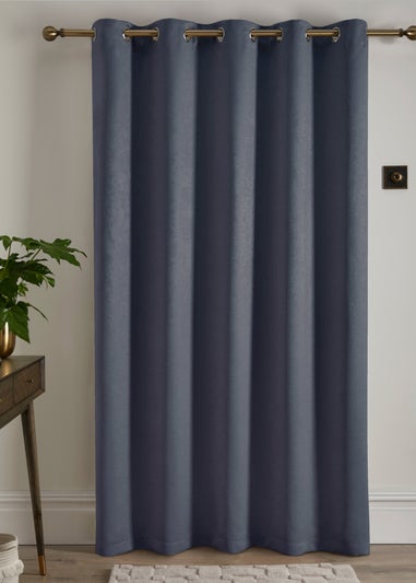 Fusion Strata Dimout Navy Eyelet Single Panel Door Curtain