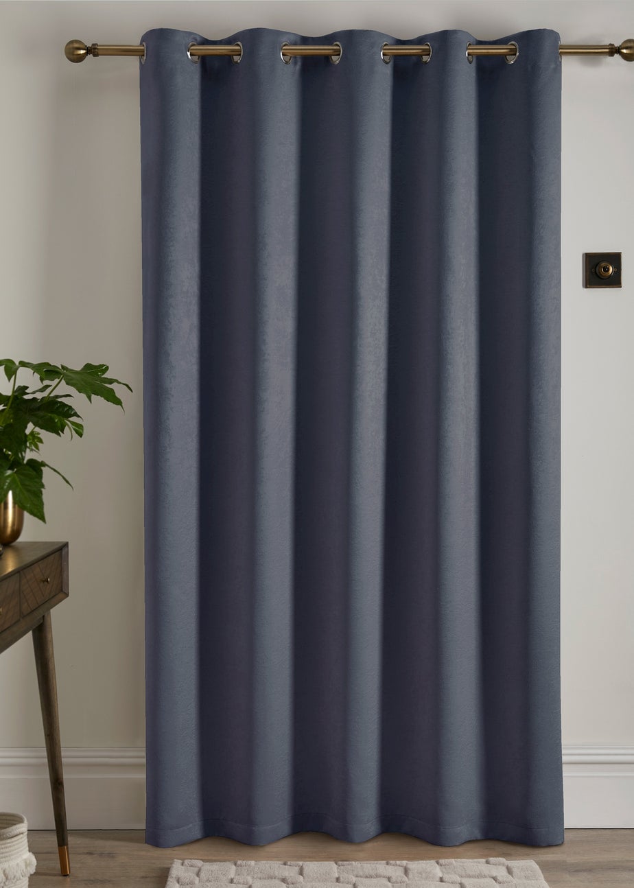Fusion Strata Dimout Navy Eyelet Single Panel Door Curtain