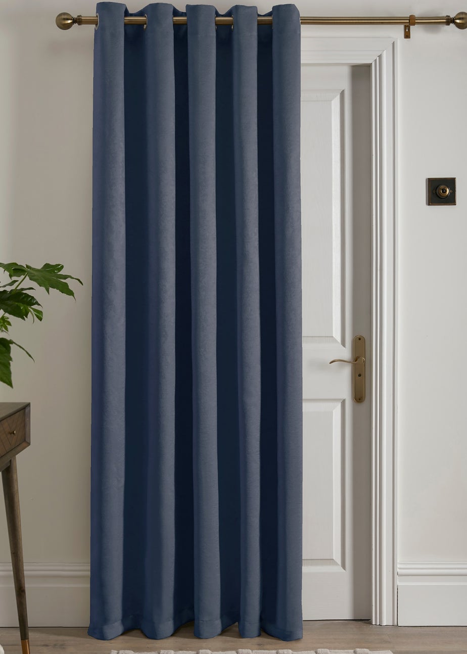 Fusion Strata Dimout Navy Eyelet Single Panel Door Curtain
