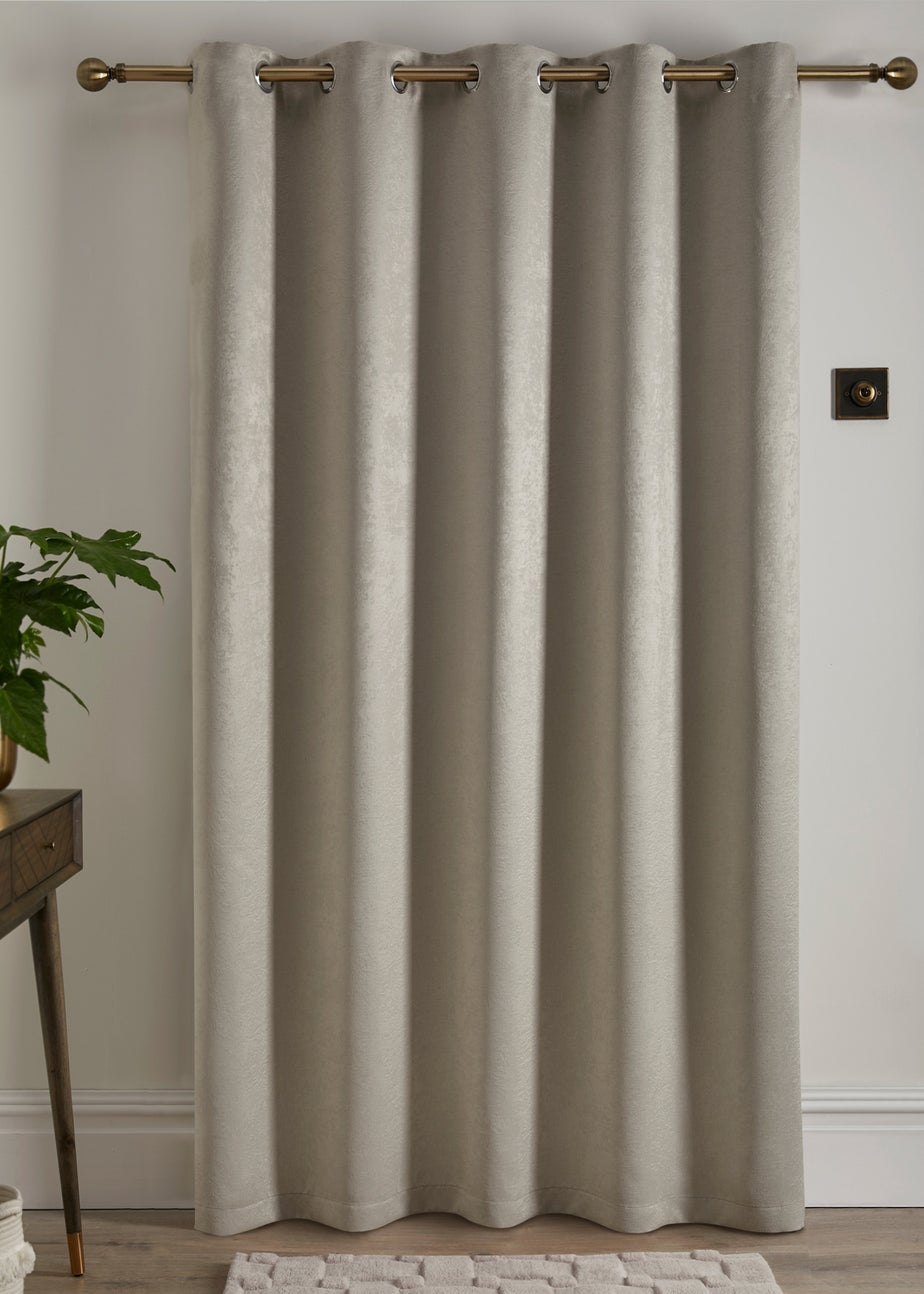 Fusion Strata Dimout Natural Eyelet Single Panel Door Curtain