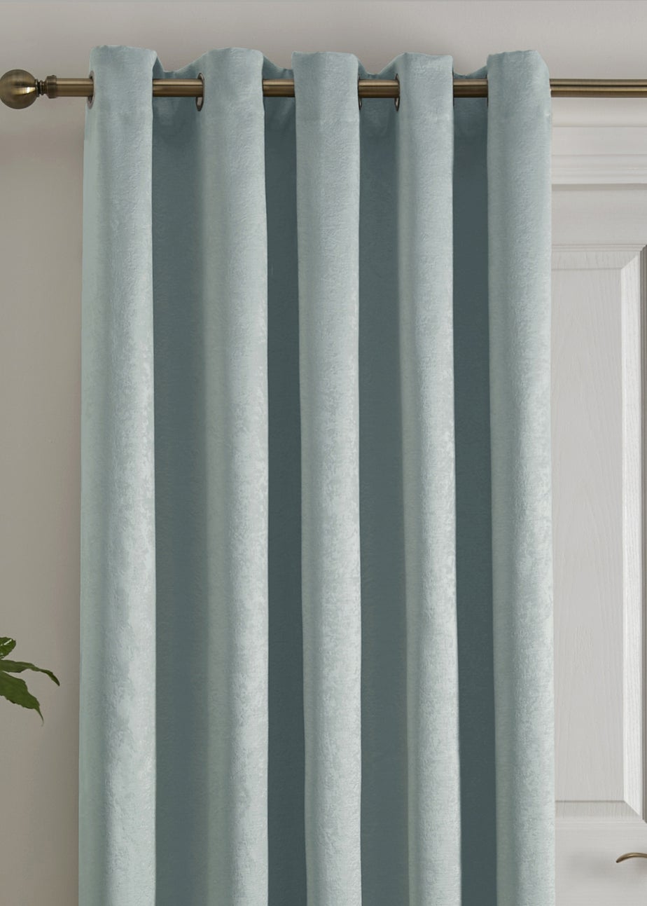 Fusion Strata Dimout Blue Eyelet Single Panel Door Curtain
