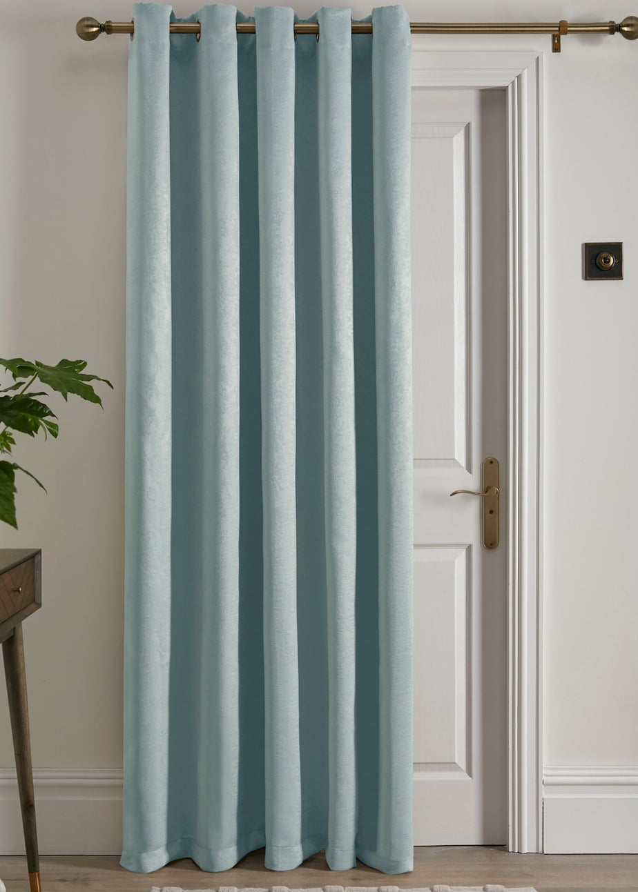 Fusion Strata Dimout Blue Eyelet Single Panel Door Curtain