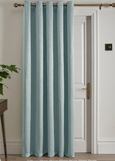 Fusion Strata Dimout Blue Eyelet Single Panel Door Curtain