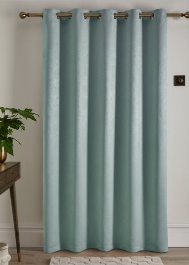 Fusion Strata Dimout Blue Eyelet Single Panel Door Curtain