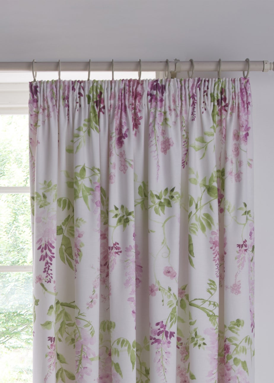 Dreams & Drapes Wisteria Pink Pencil Pleat Curtains With Tie-Backs