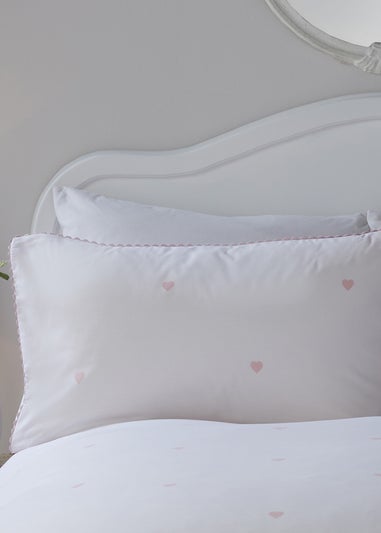 Serene Decorative Heart Pink Duvet Cover Set