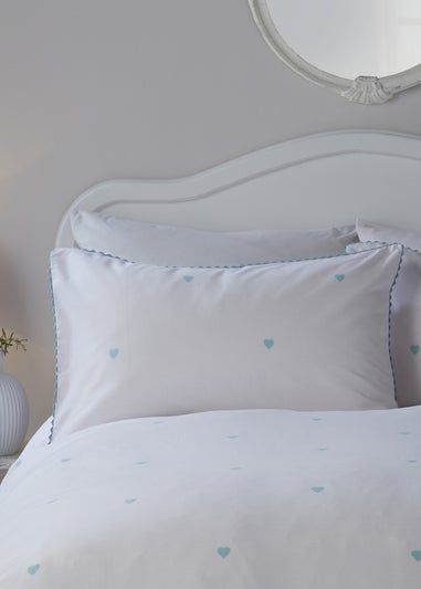 Serene Decorative Heart Blue Duvet Cover Set