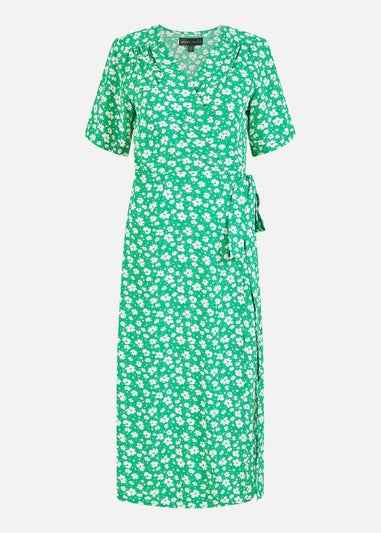 Mela Green Ditsy Print Wrap Over Dress