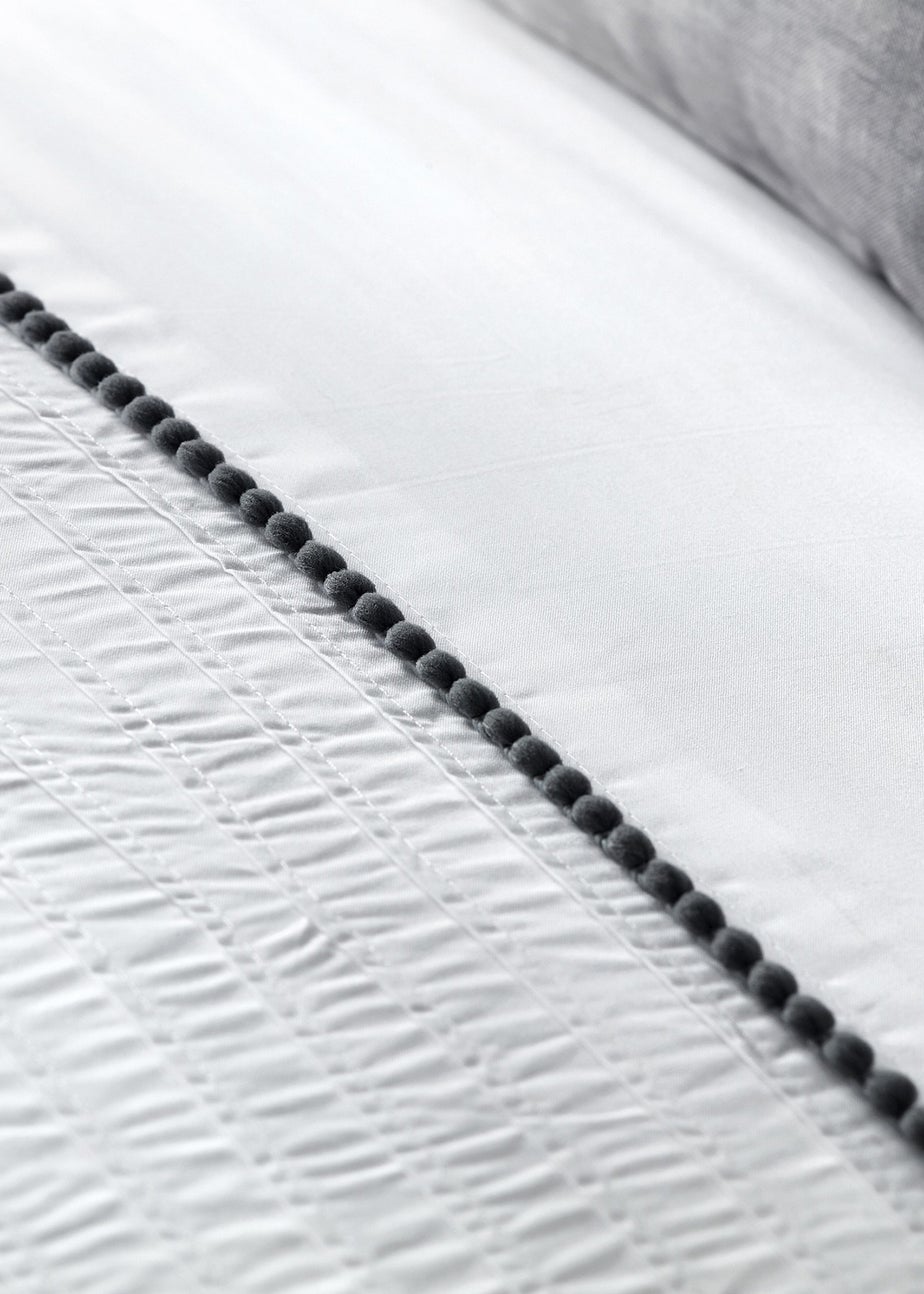 Serene Pom Pom Grey Duvet Cover Set