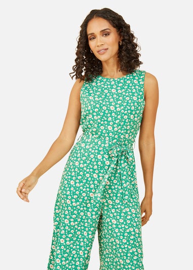 Mela Green Daisy Print Culotte Jumpsuit