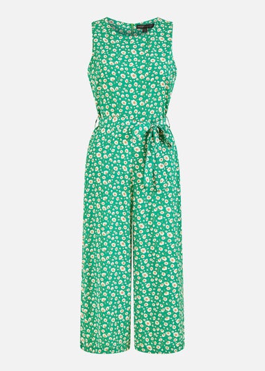 Mela Green Daisy Print Culotte Jumpsuit