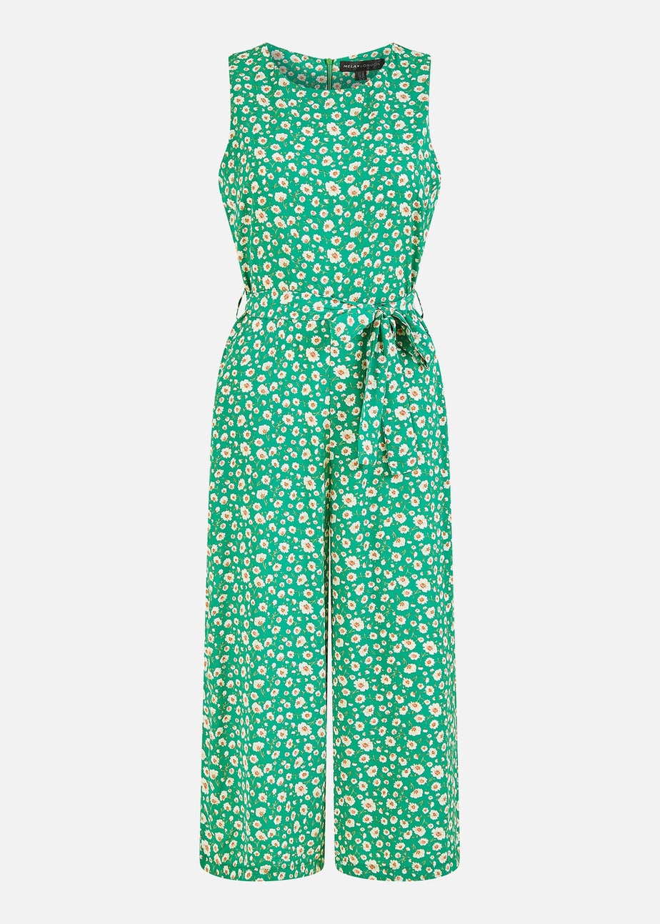 Mela Green Daisy Print Culotte Jumpsuit