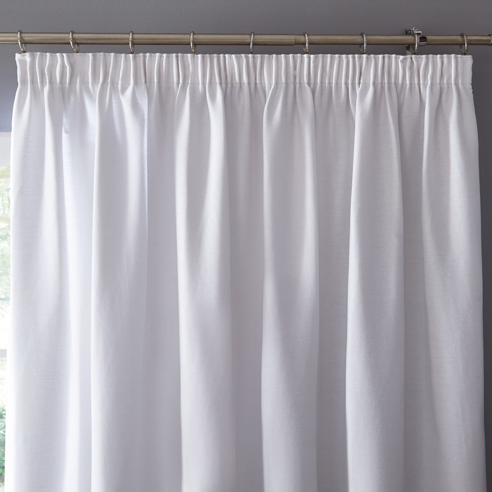 Fusion Dijon Blackout White Pencil Pleat Curtains