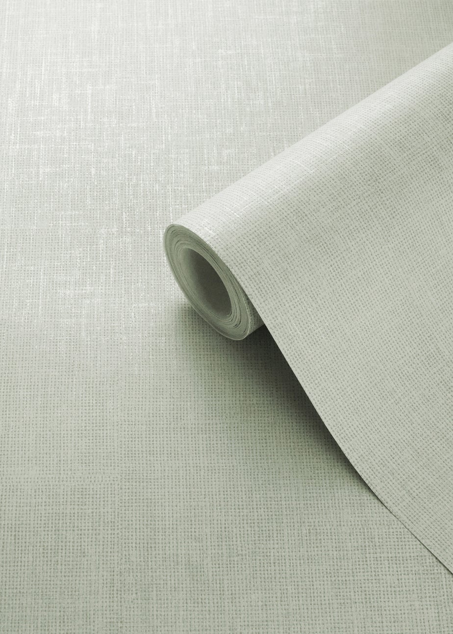 Darcy James Linen Texture Green Wallpaper