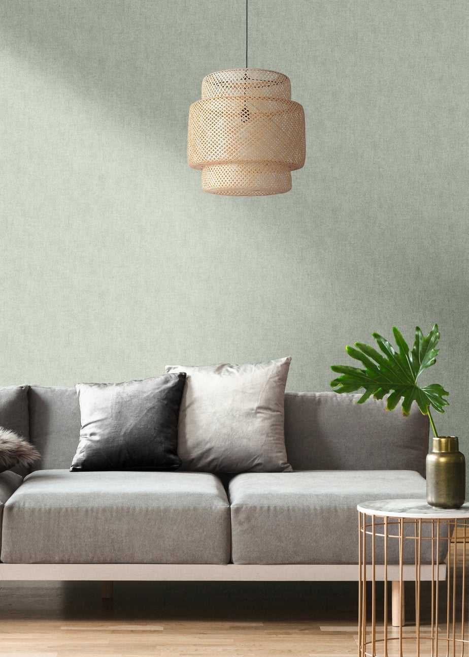 Darcy James Linen Texture Green Wallpaper