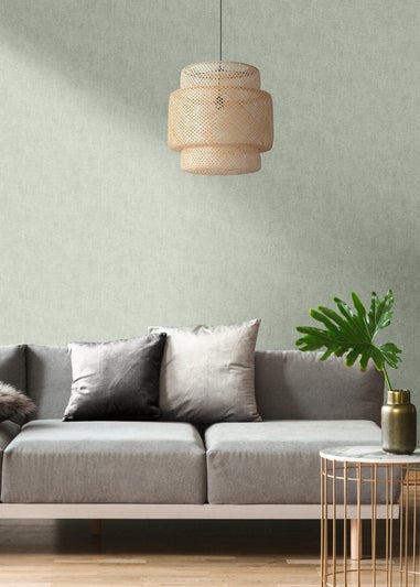 Darcy James Linen Texture Green Wallpaper