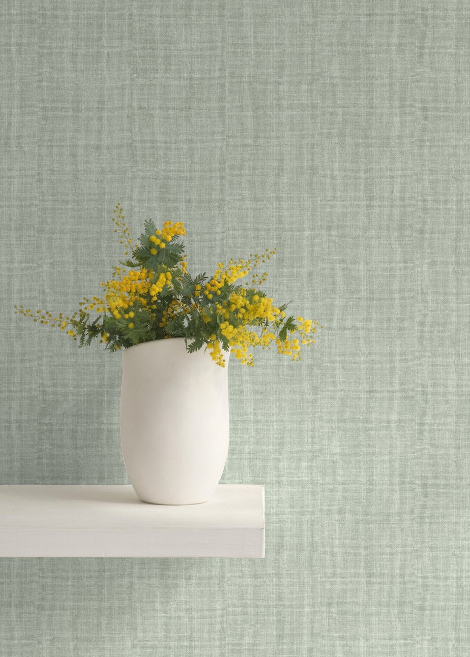 Darcy James Linen Texture Green Wallpaper
