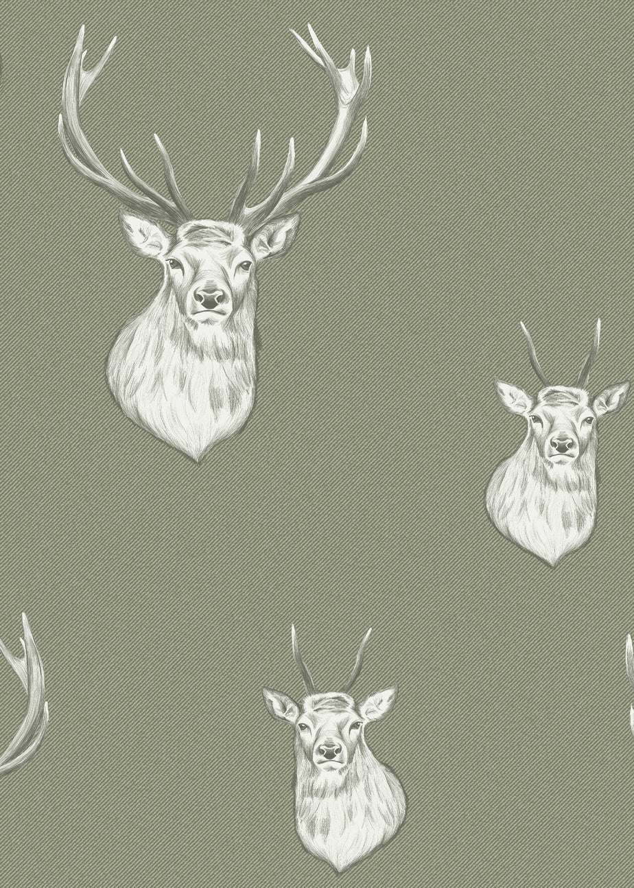 Catherine Lansfield Stag Sage Wallpaper
