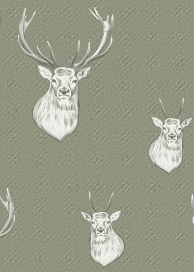 Catherine Lansfield Stag Sage Wallpaper
