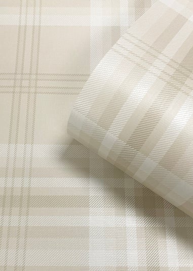Catherine Lansfield Kelso Check Cream Wallpaper