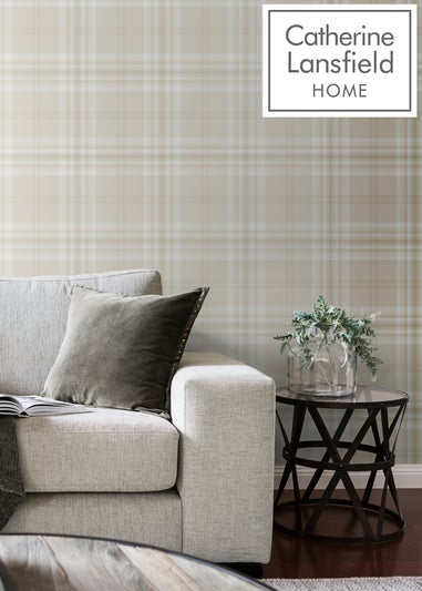 Catherine Lansfield Kelso Check Cream Wallpaper