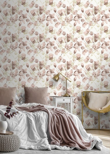 Muriva Eucalyptus Blush Wallpaper