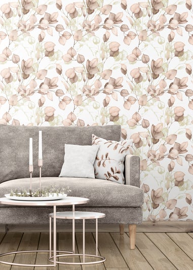 Muriva Eucalyptus Blush Wallpaper