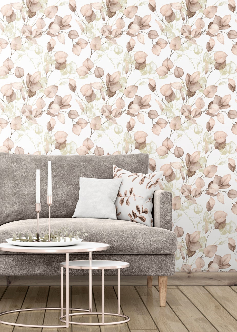 Muriva Eucalyptus Blush Wallpaper
