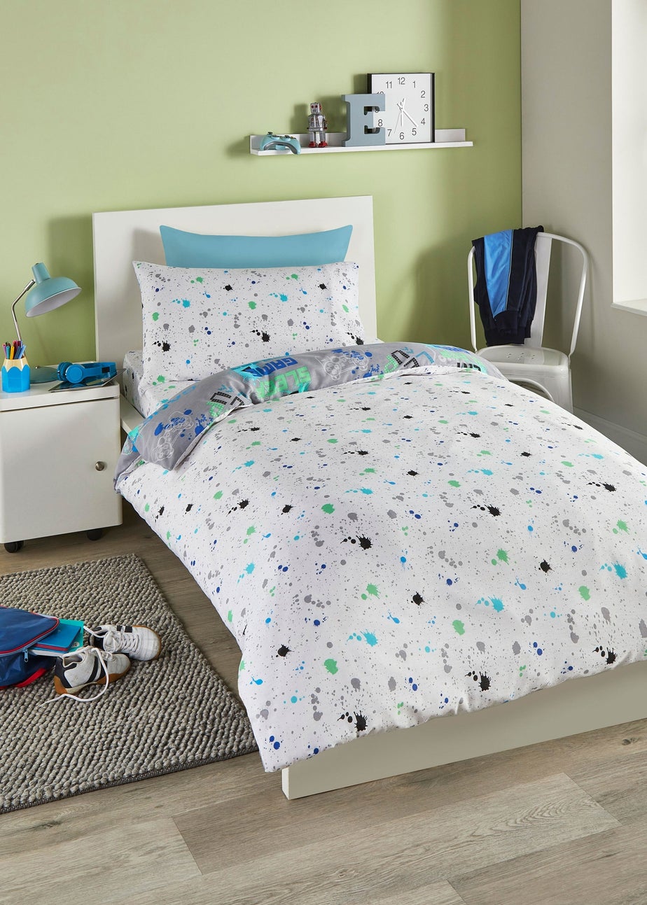 Bedlam Game Glow Reversible Grey Duvet Cover Set