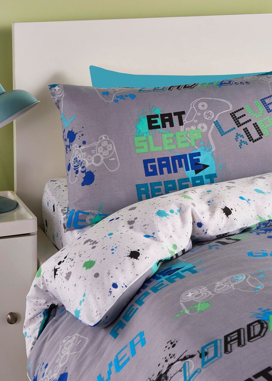 Bedlam Game Glow Reversible Grey Duvet Cover Set