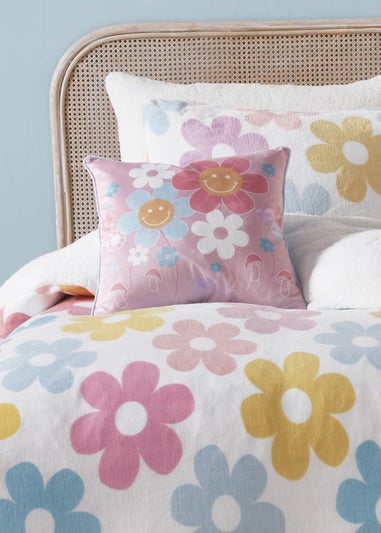 Bedlam Retro Flower White Duvet Cover Set
