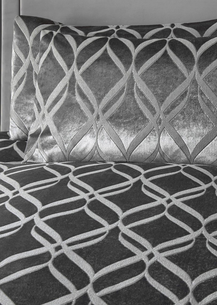 Soiree Belfort Velvet Grey Duvet Cover Set