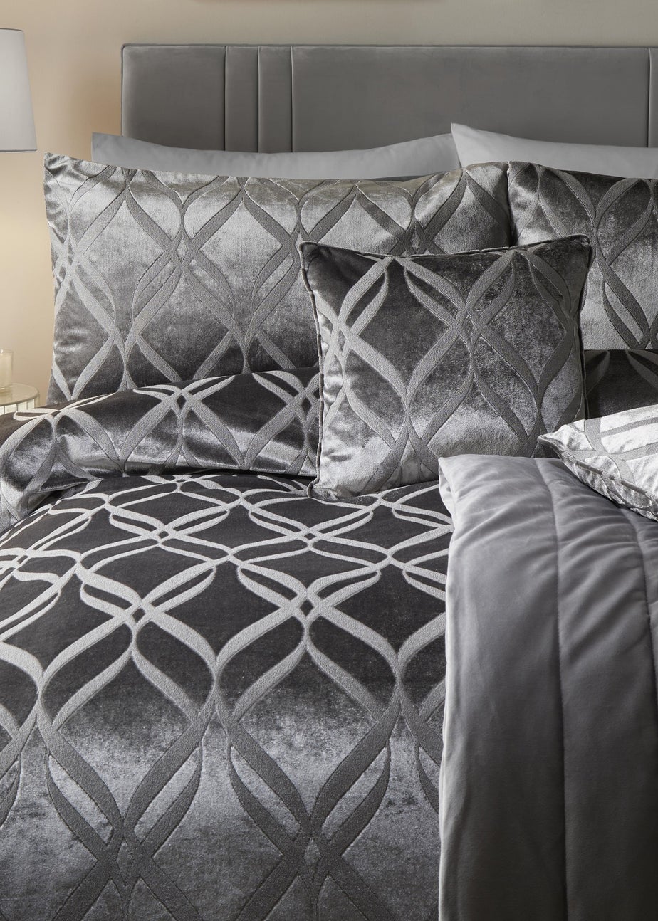Soiree Belfort Velvet Grey Duvet Cover Set