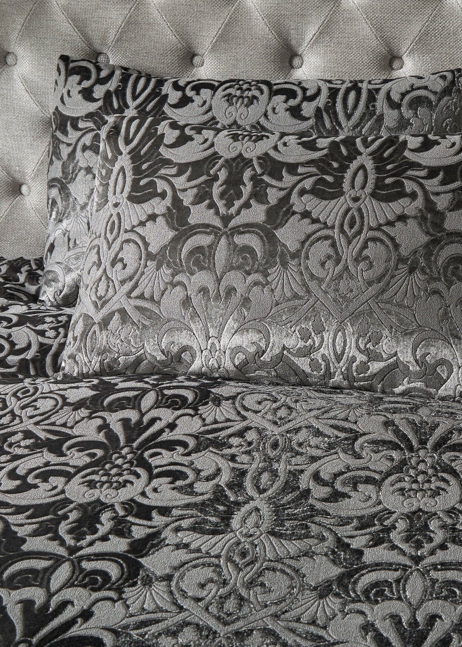 Laurence Llewelyn-Bowen Firenza Velvet Grey Duvet Cover Set