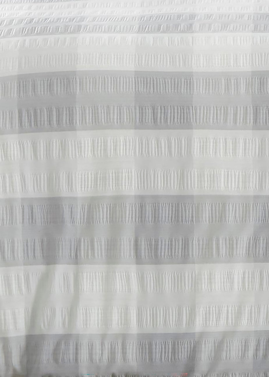 Fusion Seersucker Gingham Brushed Cotton Silver Duvet Cover Set