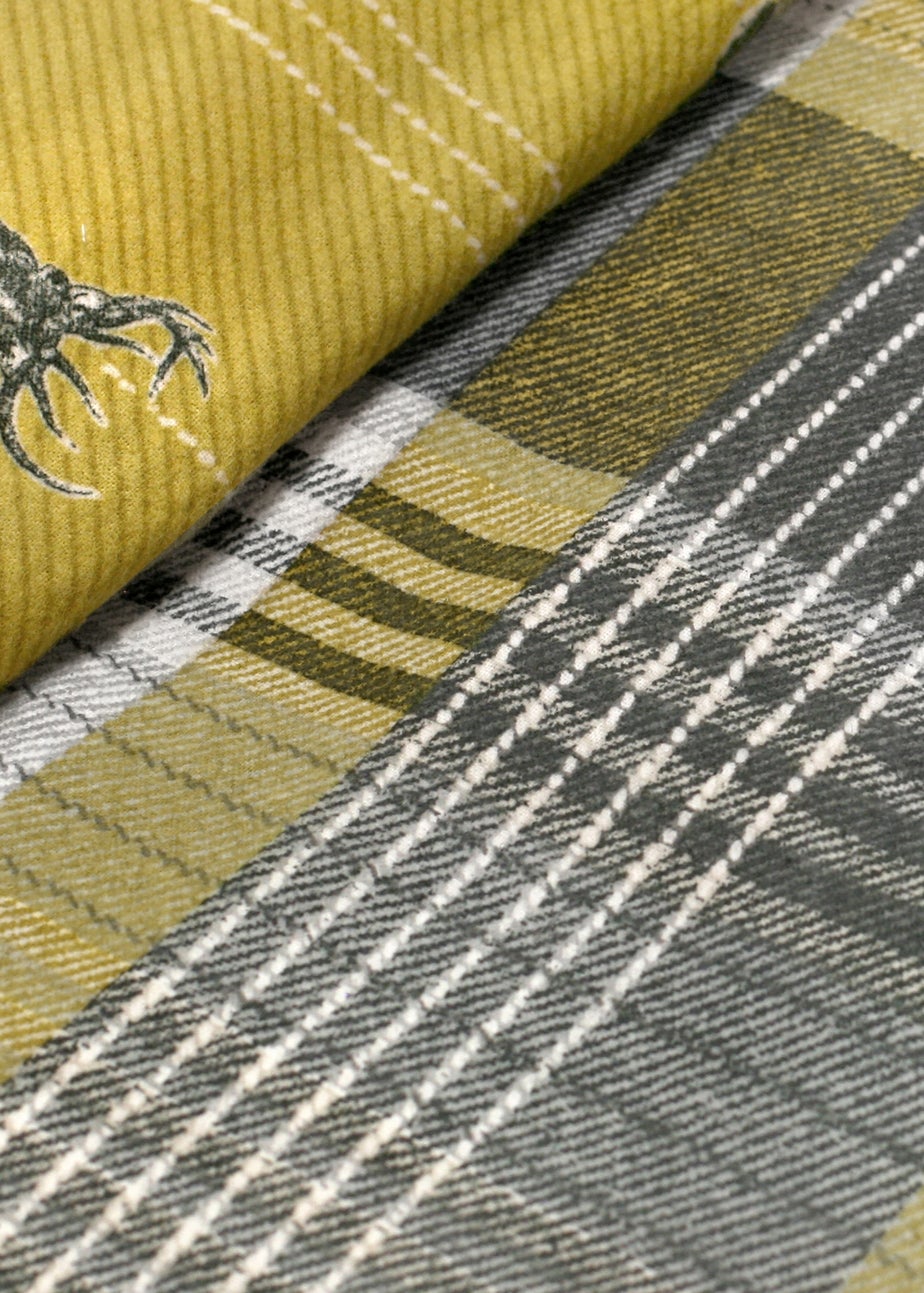 Dreams & Drapes Lodge Connolly Check Brushed Cotton Yellow Duvet Cover Set