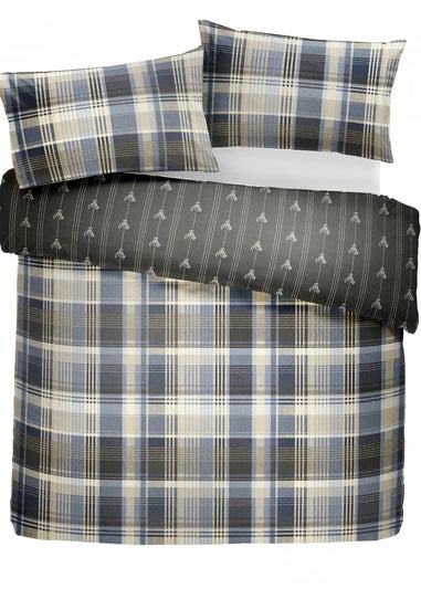Dreams & Drapes Lodge Connolly Check Brushed Cotton Grey Duvet Cover Set