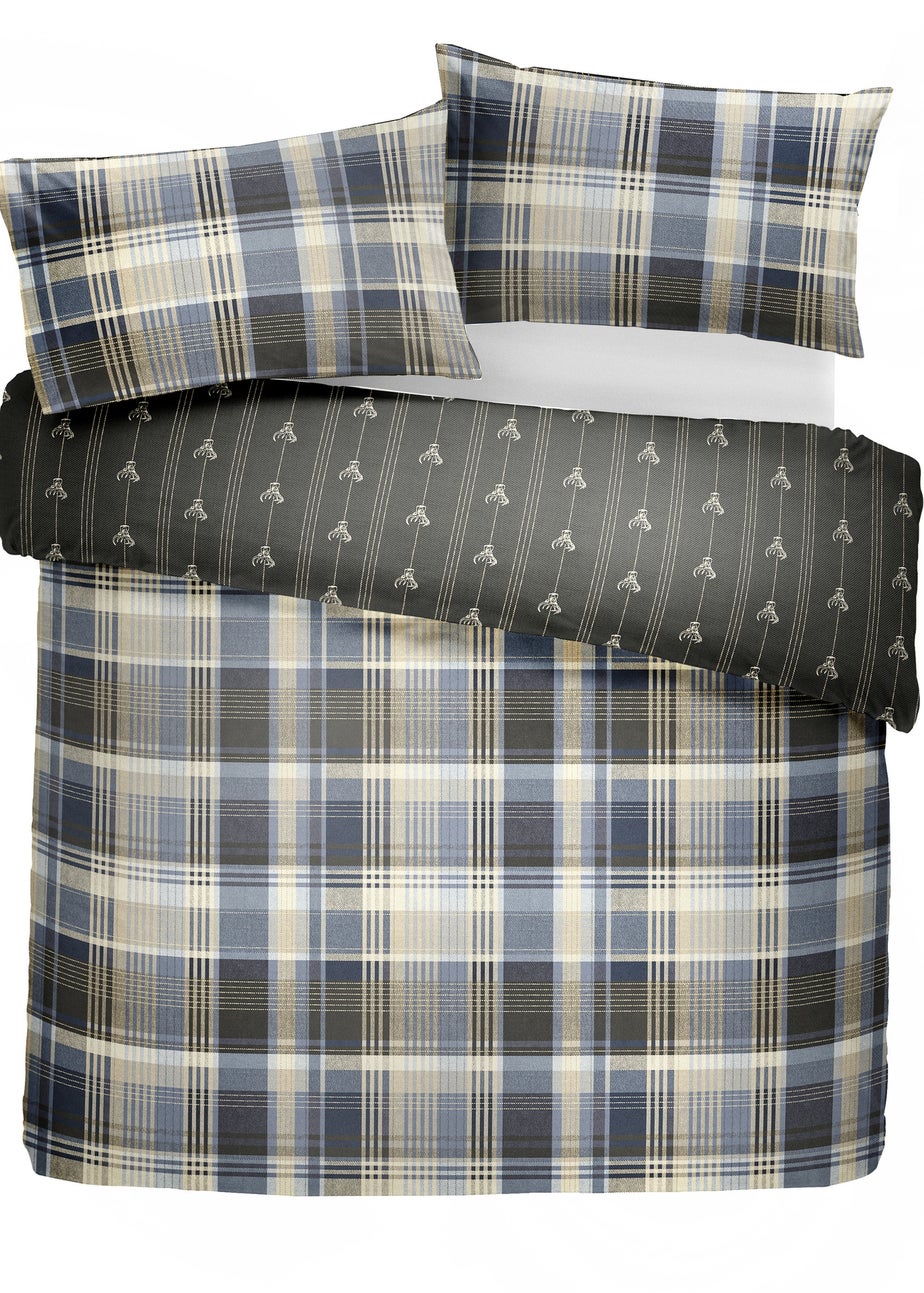 Dreams & Drapes Lodge Connolly Check Brushed Cotton Grey Duvet Cover Set