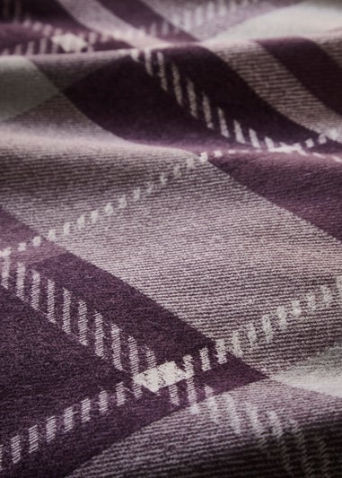 Dreams & Drapes Lodge Colville Check Brushed Cotton Purple Duvet Cover Set