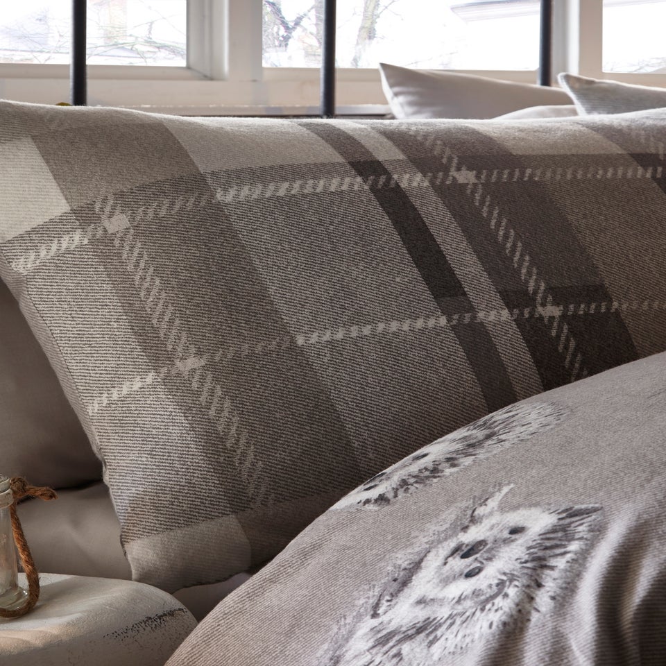 Dreams & Drapes Lodge Colville Check Brushed Cotton Grey Duvet Cover Set