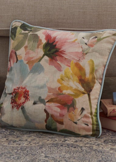 Appletree Heritage Serenity Velvet Blue Filled Cushion (43cm x 43cm)