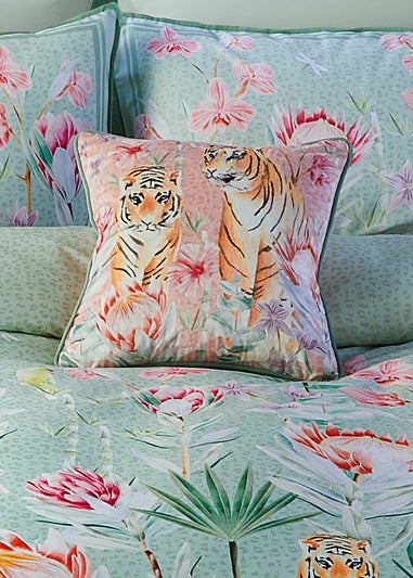 Soiree Tropical Leopard Pink Filled Cushion (43cm x 43cm)