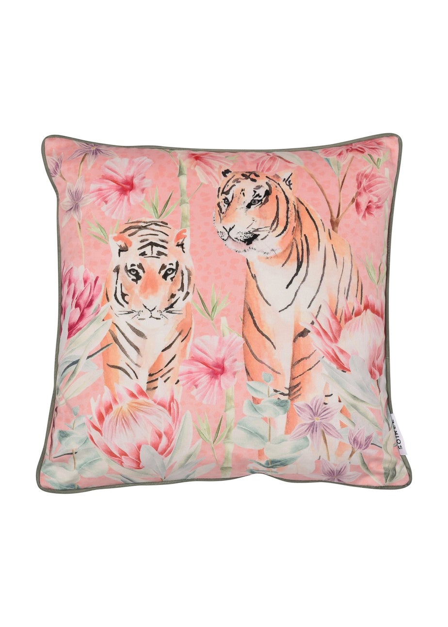 Soiree Tropical Leopard Pink Filled Cushion (43cm x 43cm)