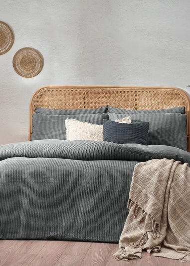 Yard Chunky Waffle 100% Cotton Duvet Cover Set Dusk
