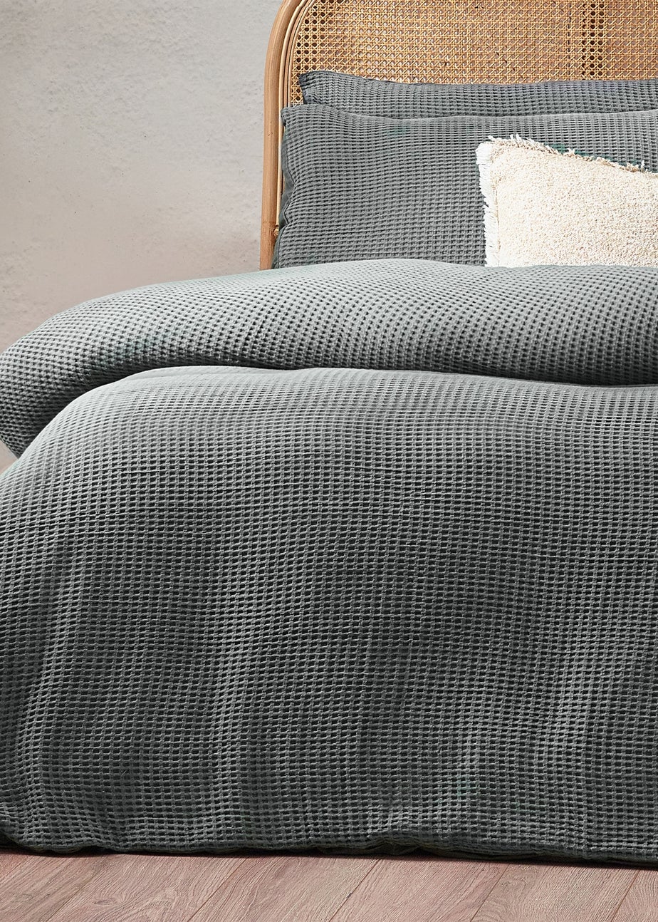 Yard Chunky Waffle 100% Cotton Duvet Cover Set Dusk