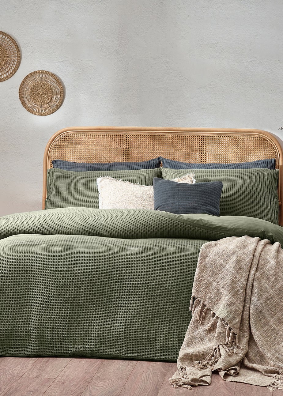 Yard Chunky Waffle 100% Cotton Duvet Cover Set Eucalyptus