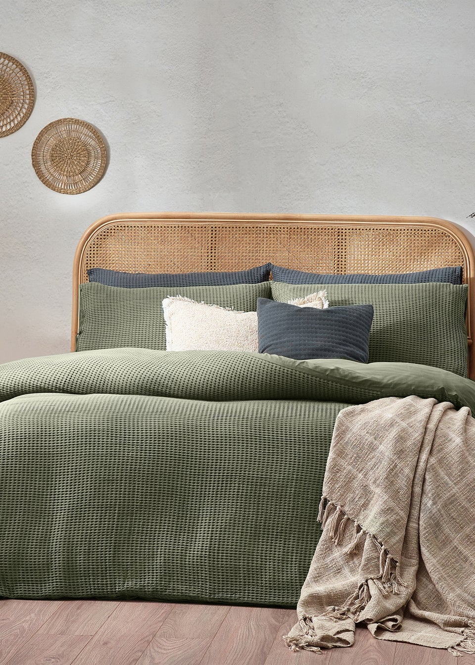 Yard Chunky Waffle 100% Cotton Duvet Cover Set Eucalyptus